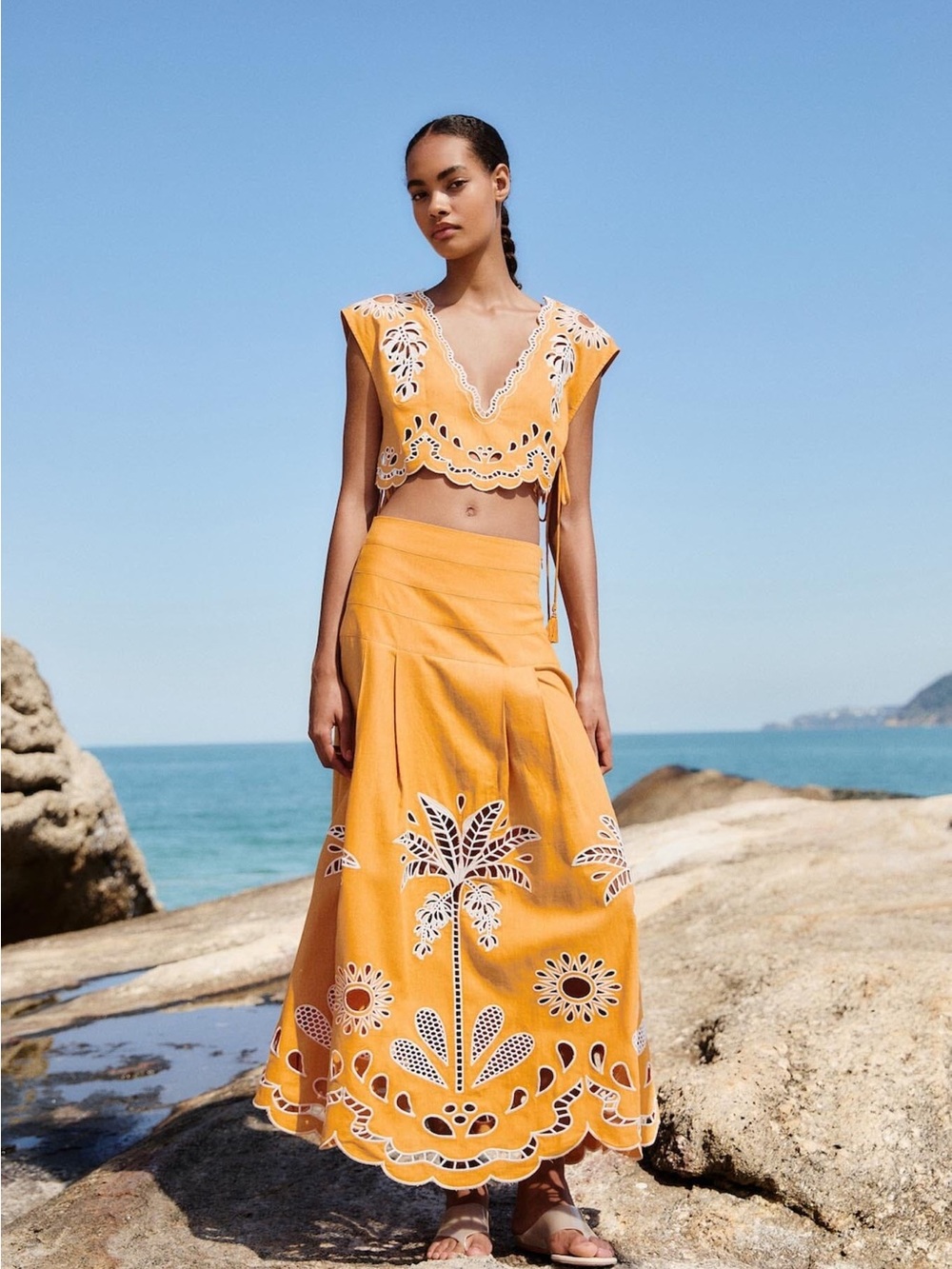 FARM RIO Camel Tropi Embroidery Skirt Coverup